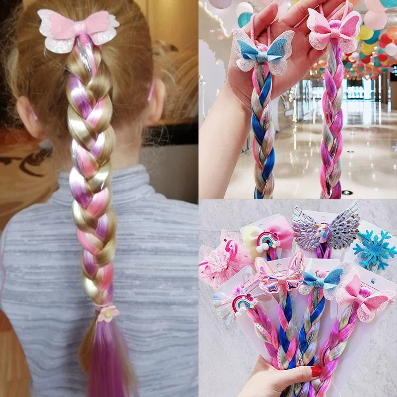 Elsa Gadget - Детский парик-косичка для девочек, радужный, с